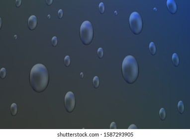 Dark Blue, Green vector background with bubbles. Glitter abstract illustration with blurred drops of rain. The pattern can be used for aqua ad, booklets.