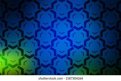 Dark Blue, Green vector background with curved lines. Brand new colorful illustration in simple style. Template for cell phone screens.