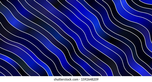 Dark Blue, Green vector background with bent lines. Abstract illustration with gradient bows. Pattern for ads, commercials.