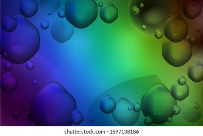 Dark Blue, Green vector background with lamp shapes. Blurred geometric sample with gradient bubbles.  A completely new template for your business design.
