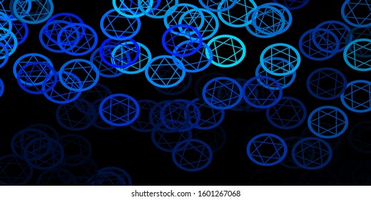 Dark Blue, Green vector background with occult symbols. Abstract illustration with gothic gradient shapes. Simple design for occult depiction.