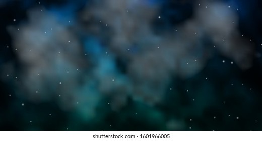 Dark Blue, Green vector background with small and big stars. Blur decorative design in simple style with stars. Design for your business promotion.