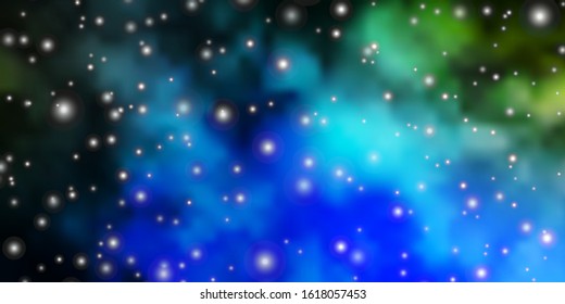 Dark Blue, Green vector background with colorful stars. Modern geometric abstract illustration with stars. Theme for cell phones.