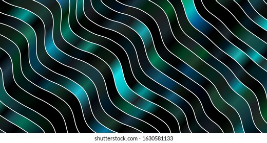 Dark Blue, Green vector background with bent lines. Abstract illustration with bandy gradient lines. Pattern for ads, commercials.