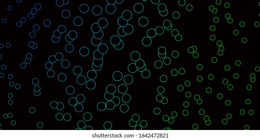 Dark Blue, Green vector background with spots. Abstract colorful disks on simple gradient background. Design for posters, banners.