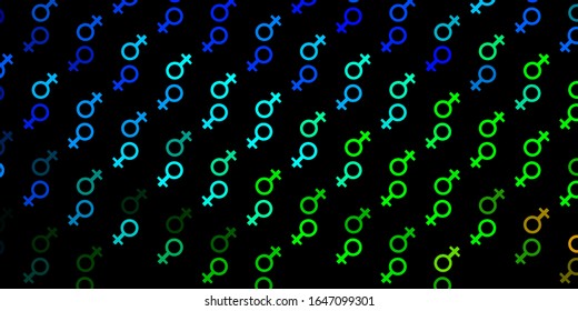 Dark Blue, Green vector background with woman symbols. Simple design in abstract style with women’s rights activism. Design for International Women’s Day.