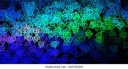 Dark Blue, Green vector background with occult symbols. Retro design in abstract style with witchcraft forms. Design for magic, spiritual events.