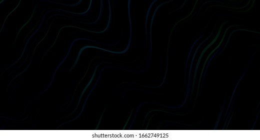 Dark Blue, Green vector background with bent lines. Bright sample with colorful bent lines, shapes. Pattern for ads, commercials.