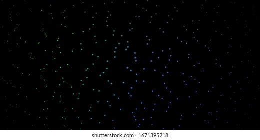 Azul oscuro, fondo vectorial verde con estrellas pequeñas y grandes. Ilustración colorida con estrellas abstractas de gradiente. Patrón para anuncios de año nuevo, folletos.