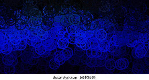 Dark Blue, Green vector background with occult symbols. Colorful mystic symbols with a gradient in ancient style. Simple base for your occult design.