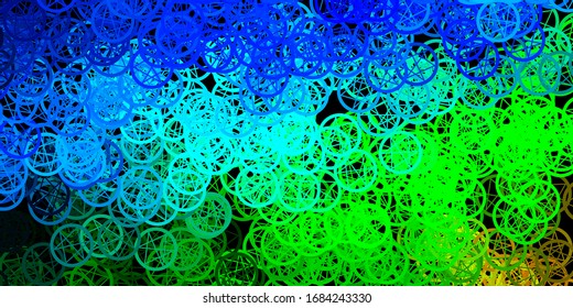 Dark Blue, Green vector background with occult symbols. Colorful mystic symbols with a gradient in ancient style. Simple base for your occult design.