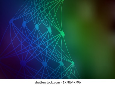 Dark Blue, Green vector background with forms of artificial intelligence. Colorful design in simple style with AI links. Template for ads of intellect, innovations.