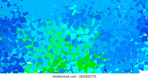 Azul oscuro, fondo vectorial verde con formas poligonales. Formas triangulares con gradiente colorido en estilo abstracto. Patrón de fondo de pantalla.