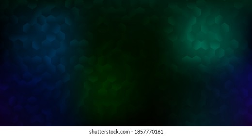 Dark blue, green vector background with hexagonal shapes. Simple illustration with colorful gradient hexagons. Design for your social networks.