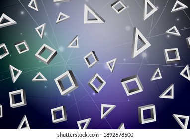 Azul oscuro, fondo vectorial verde en estilo poligonal. Rectángulos sobre fondo abstracto con gradiente colorido. Patrón para comerciales.