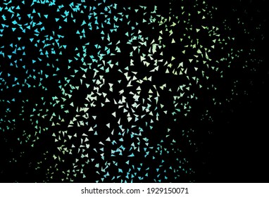 Azul oscuro, fondo vectorial verde con triángulos. Ilustración abstracta moderna con triángulos coloridos. Plantilla moderna para la página de inicio.