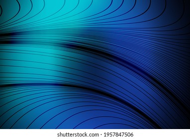 Dunkelblau, grüner Vektorhintergrund mit weinenden Linien. Eine abstrakte Zirkumflex-Illustration mit Farbverlauf-Effekt. Elegantes Muster für ein Markenbuch.