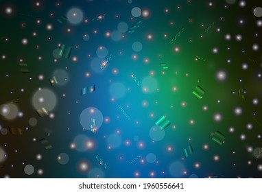 Dark Blue, Green vector background with spots. Illustration with set of shining colorful abstract circles. Elegant design for wallpapers.