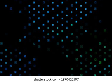 Dark Blue, Green vector background with rectangles, circles. Colorful gradient rectangles, circles on abstract background. Best design for your ad, poster, banner.