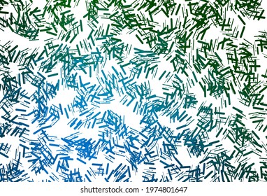 Dark blue, green vector background with straight lines. Glitter abstract illustration with colored sticks. Pattern for ads, posters, banners.