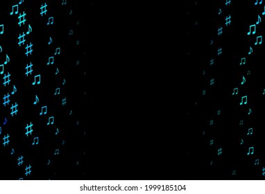 Dark Blue, Green vector background with music symbols. Isolated colorful music keys on abstract background. Modern design for wallpapers.