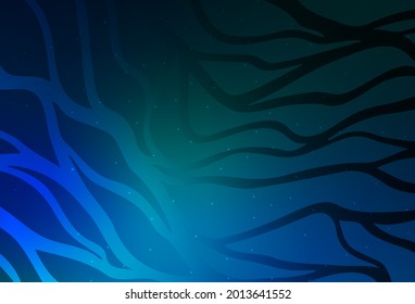 Dark Blue, Green vector background with wry lines. A sample with colorful lines, shapes. Elegant pattern for a brand book.