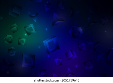 Dark Blue, Green vector background with triangles, rectangles. Decorative design in abstract style with lines, cubes. Elegant design for wallpapers.
