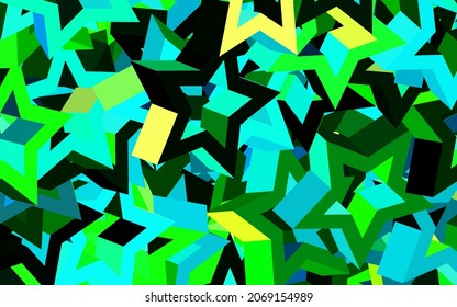 Azul oscuro, fondo vectorial verde con triángulos. Triángulos sobre fondo abstracto con gradiente colorido. Diseño sencillo para su sitio web.