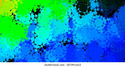 Azul oscuro, fondo vectorial verde con triángulos. Formas triangulares con gradiente colorido en estilo abstracto. Una adición fácil a sus comerciales.