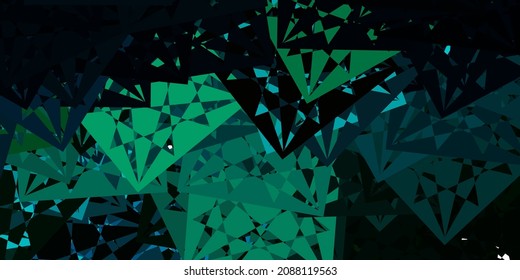 Dark Blue, Green vector background with triangles. Smart abstract illustration with triangle forms in modern style. Template for commercials.