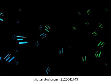 Azul oscuro, fondo vectorial verde con líneas rectas. Ilustración abstracta brillante con palos de color. Mejor diseño para tu anuncio, afiche, banner.