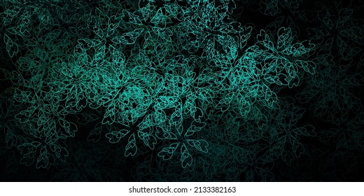 Dark blue, green vector background with lines. Colorful geometric sample with gradient curves.  Pattern for websites, landing pages.