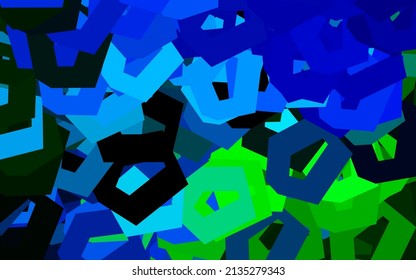 Dark Blue, Green vector background with set of hexagons. Blur background with colorful hexagons. Design for website posters, banners.