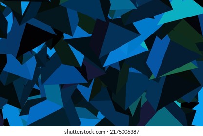 Azul oscuro, fondo vectorial verde con estilo poligonal. Ilustración con un conjunto de triángulos coloridos. Plantilla moderna para la página de inicio.