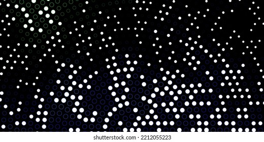 Azul oscuro, fondo vectorial verde con burbujas. Ilustración con un conjunto de esferas abstractas coloridas y brillantes. Patrón para papeles pintados, cortinas.
