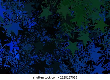Dark Blue, Green vector background with beautiful snowflakes, stars. Shining colorful illustration with gradient snow forms. Design for New Year ad, booklets.