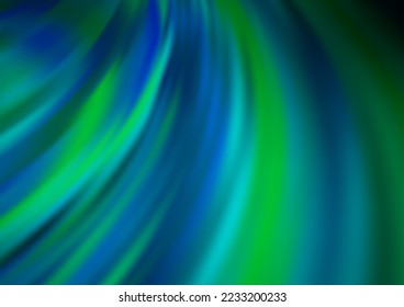 Dunkelblau, grüner Vektorhintergrund mit abstrakten Linien. Eine Probe mit unscharfen Blasenformen. Die Vorlage für Handy-Hintergründe.