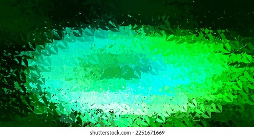 Dark Blue, Green vector background with triangles. Triangle shapes with colorful gradient in abstract style. Template for commercials.