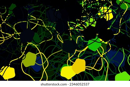 Azul oscuro, fondo vectorial verde con formas abstractas. Coloridas formas caóticas con gradiente de estilo moderno. Mejor diseño inteligente para su negocio.
