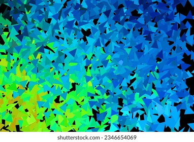Azul oscuro, fondo vectorial verde con triángulos. Ilustración de gradiente abstracta con triángulos. Plantilla moderna para la página de inicio.