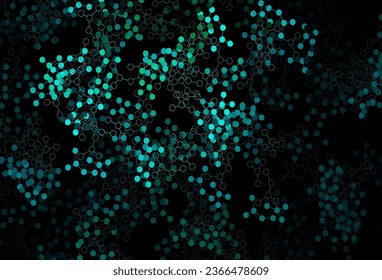 Dark Blue, Green vector background with forms of artificial intelligence. Abstract illustration with links and dots of AI. Design for depiction of cyber innovations.