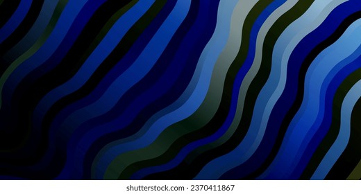 Dark Blue, Green vector background with curves. Colorful illustration in circular style with lines. Best design for your posters, banners.