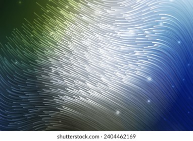 Azul oscuro, fondo vectorial verde con líneas curvas. Ilustración colorida brillante en un estilo de curva simple. Fondo para pantallas de teléfonos móviles.