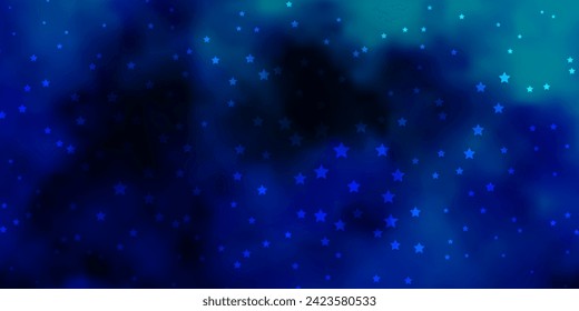 Dark Blue, Green vector background with small and big stars. Shining colorful illustration with small and big stars. Pattern for wrapping gifts.