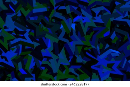 Dark Blue, Green vector background with colored stars. Shining colored illustration with stars. Pattern for futuristic ad, booklets.