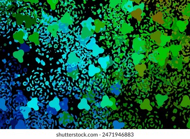 Dark Blue, Green vector background with abstract shapes. Colorful chaotic forms with gradient in modern style. Background for a cell phone.