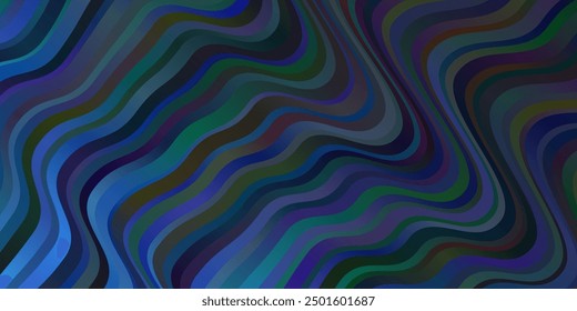 Dark Blue, Green vector background with curves. Colorful illustration with curved lines. Pattern for commercials, ads.