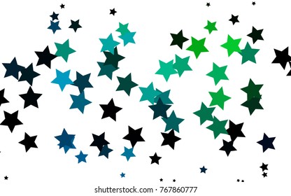 Dark Blue, Green vector background with colored stars. Glitter abstract illustration with colored stars. Smart design for your business advert.