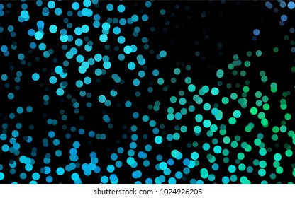 Dark Blue, Green vector banner with circles, spheres. Abstract spots. Background of Art bubbles in halftone style with colored gradient.