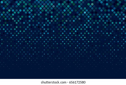 Dark Blue, Green vector banner with circles, spheres. Abstract spots. Background of Art bubbles in halftone style with colored gradient.